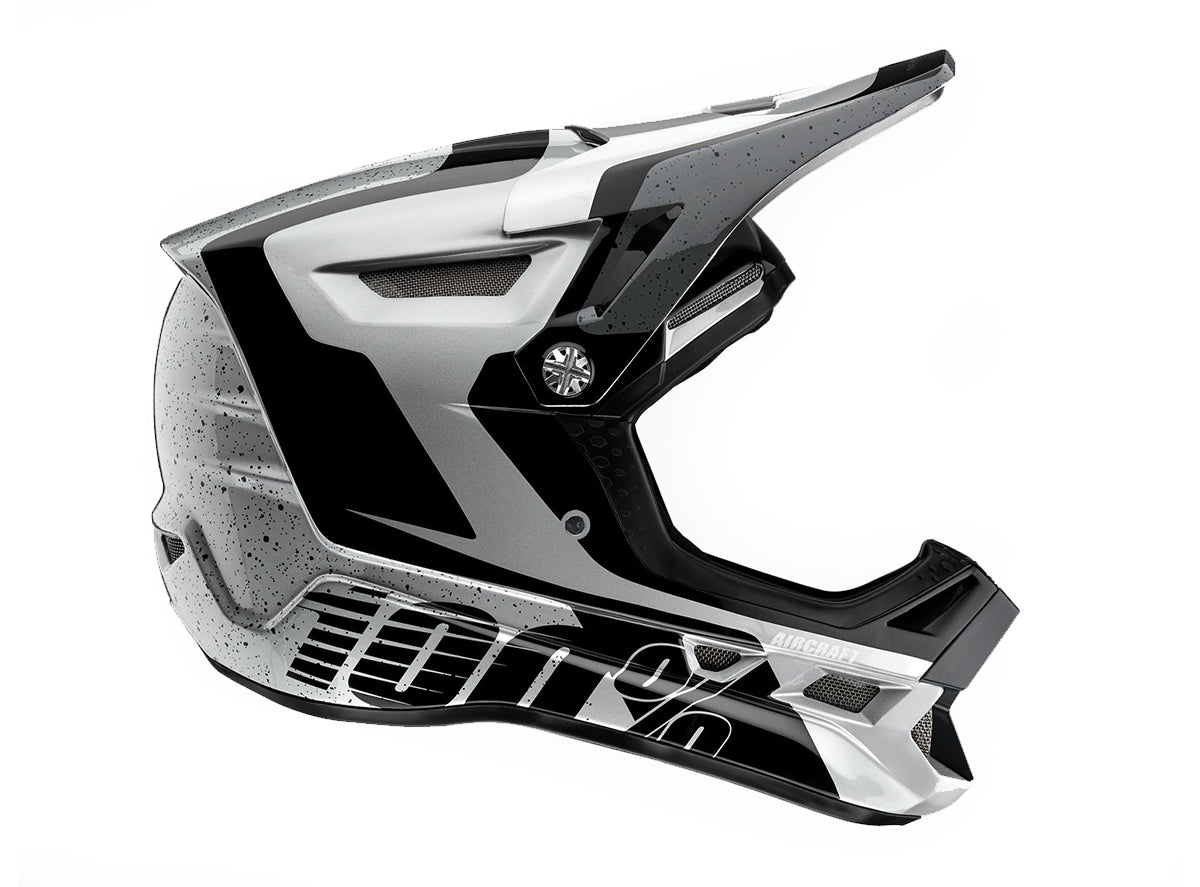 100% AIRCRAFT COMPOSITE Full Face Helmet - Calypso Silver - Black X-Small 