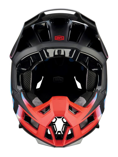 100% Aircraft 2 Helmet - Steel Blue-Neon Red - 2022