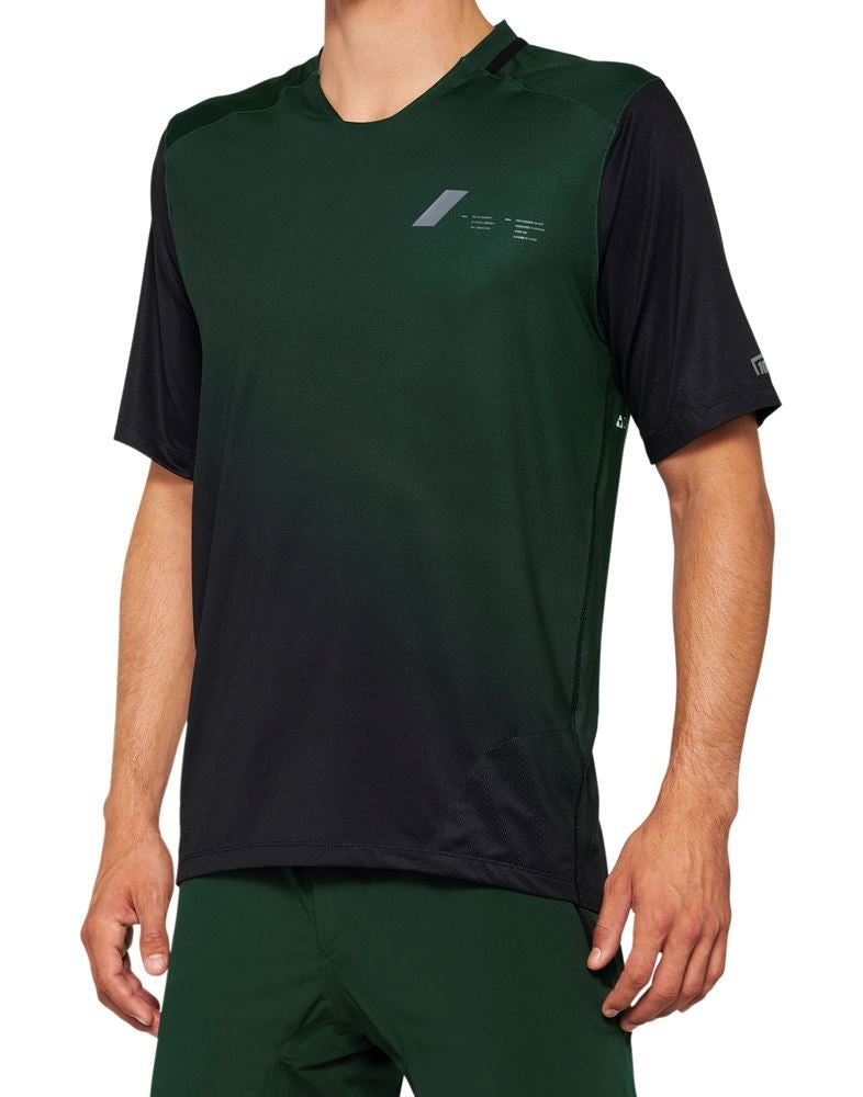 100% Celium Short Sleeve MTB Jersey - Green-Black - 2022 Green - Black Small 