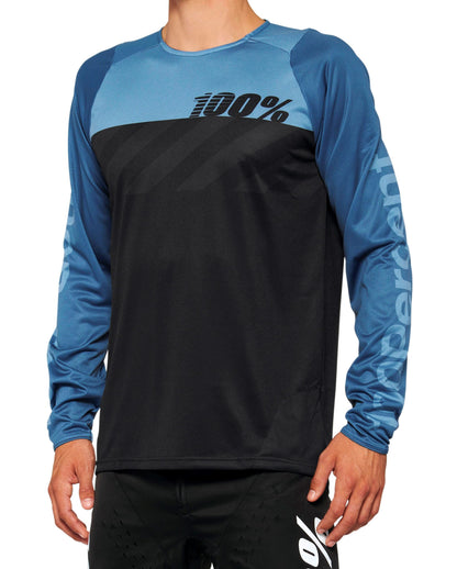 100% R-Core Long Sleeve MTB Jersey - Slate Blue - 2022 Slate Blue Small 