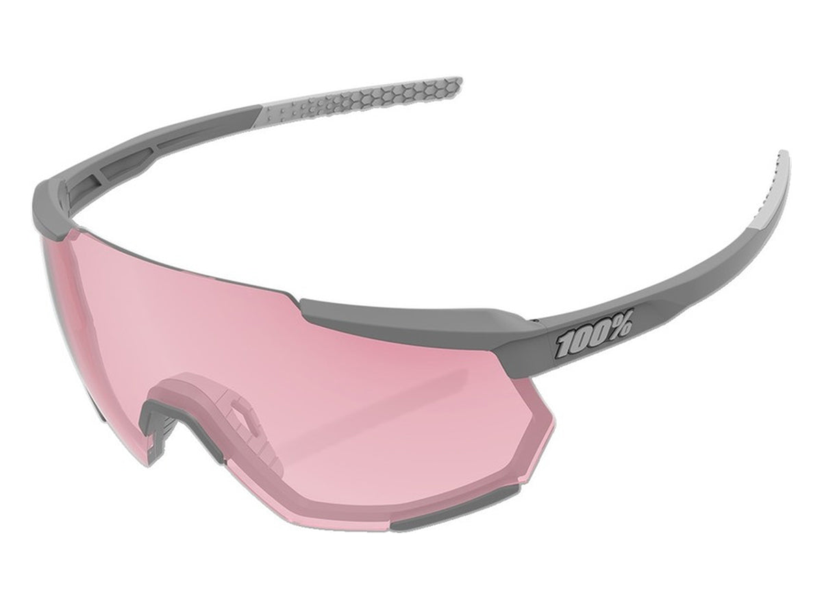 100% Racetrap Performance Sunglasses - Soft Tact Stone Gray-HiPER Coral Lens Gray  