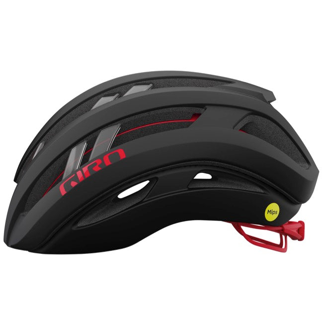 Giro Aries Spherical Road Helmet - Matt Carbon- Red - 2023