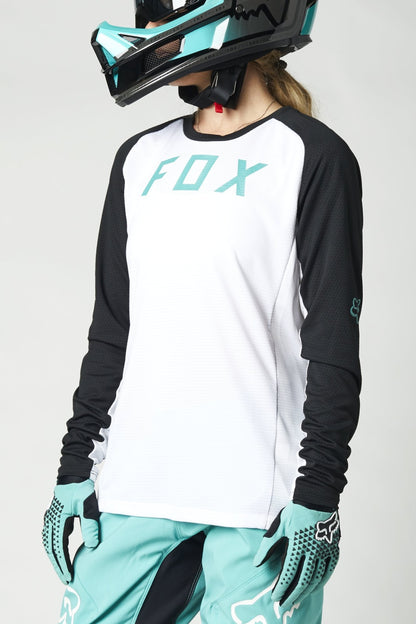 Fox Racing Defend Long Sleeve MTB Jersey - Womens - White-Black