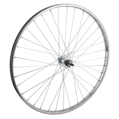 CBO Generic 26" x 1 3/8 Singlespeed Steel Coaster Wheel - Rear Silver Bolt-On 