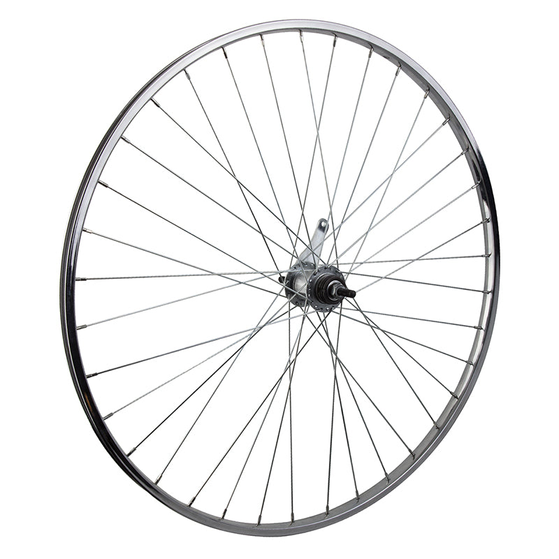 CBO Generic 27" x 1 1/4 Steel Singlespeed Wheel - Rear Silver Bolt-On 