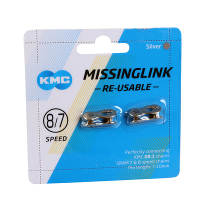 KMC MissingLink II for 6/7/8 Speed Chains Silver 7.1mm - Pair (2 Pack) 