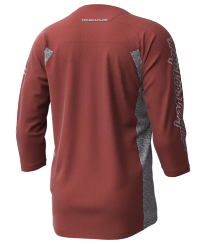 Troy Lee Designs Ruckus 3/4 Sleeve MTB Jersey - Bars - Red Clay-Gray Heather - 2023