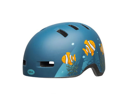 Bell Lil Ripper Child Helmet - Matt Gray-Blue Fish - 2019 Matt Gray - Blue Fish One Size 48-55 cm