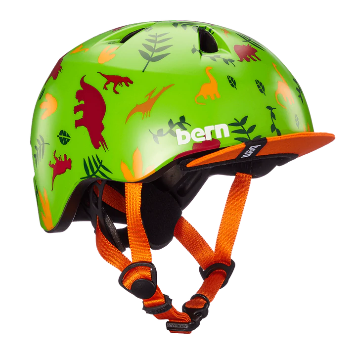 Bern Tigre Helmet with Visor - Youth - Satin Green Dino Satin Green Dino 2X-Small 