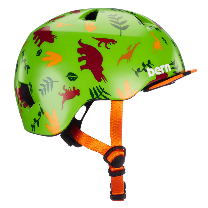 Bern Tigre Helmet with Visor - Youth - Satin Green Dino