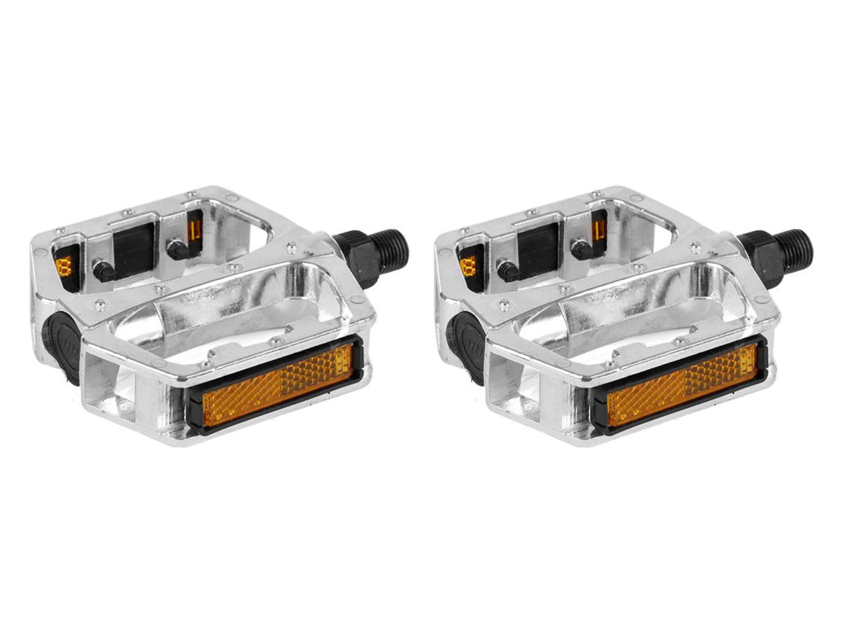 CBO Generic Alloy Platform Pedals - Silver Silver 1/2" Spindle 