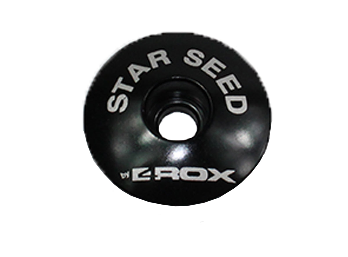 CBO Aluminum Top Cap - 1 1/8" Black G-Rox Star Seed Logo 