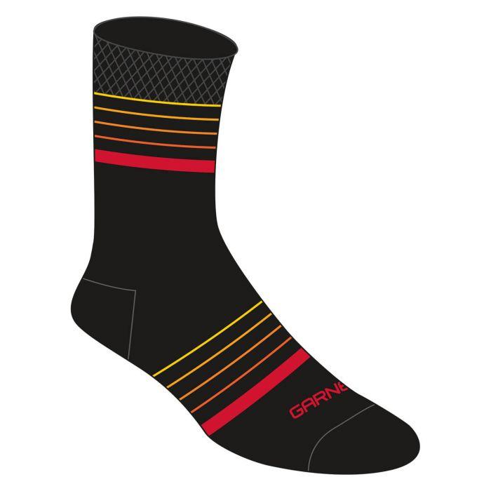 Louis Garneau Conti Long Cycling Sock - Black-Red-Multi Lines Black - Red - Multi Lines Large/X-Large Fits 41-48