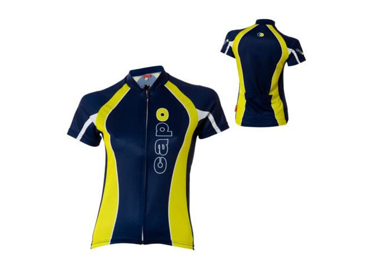 Capoforma Stella Short Sleeve Road Jersey - Womens - Navy-Yellow Navy - Yellow Small 