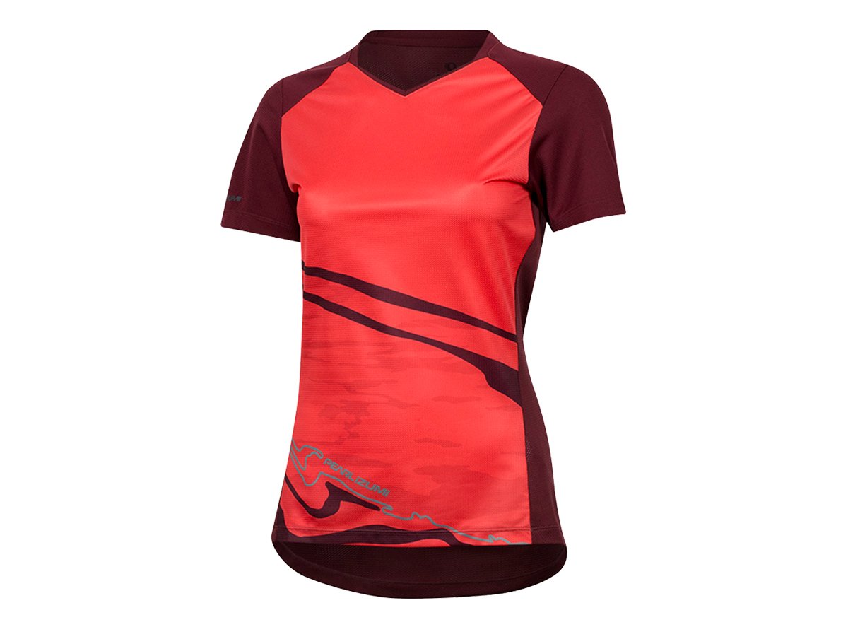 Pearl Izumi Launch Short Sleeve MTB Jersey - Womens - Cayenne-Port Vista Cayenne - Port Vista Large 