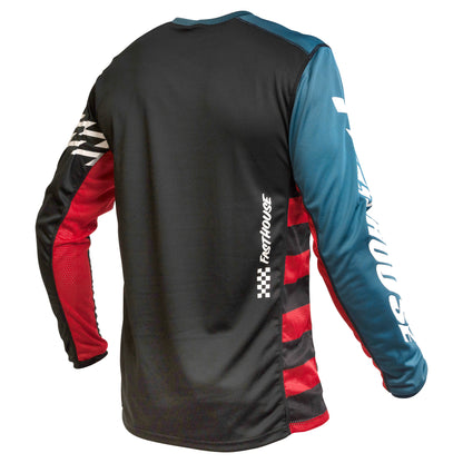 Fasthouse Classic Velocity Long Sleeve MTB Jersey - Youth - Black-Indigo