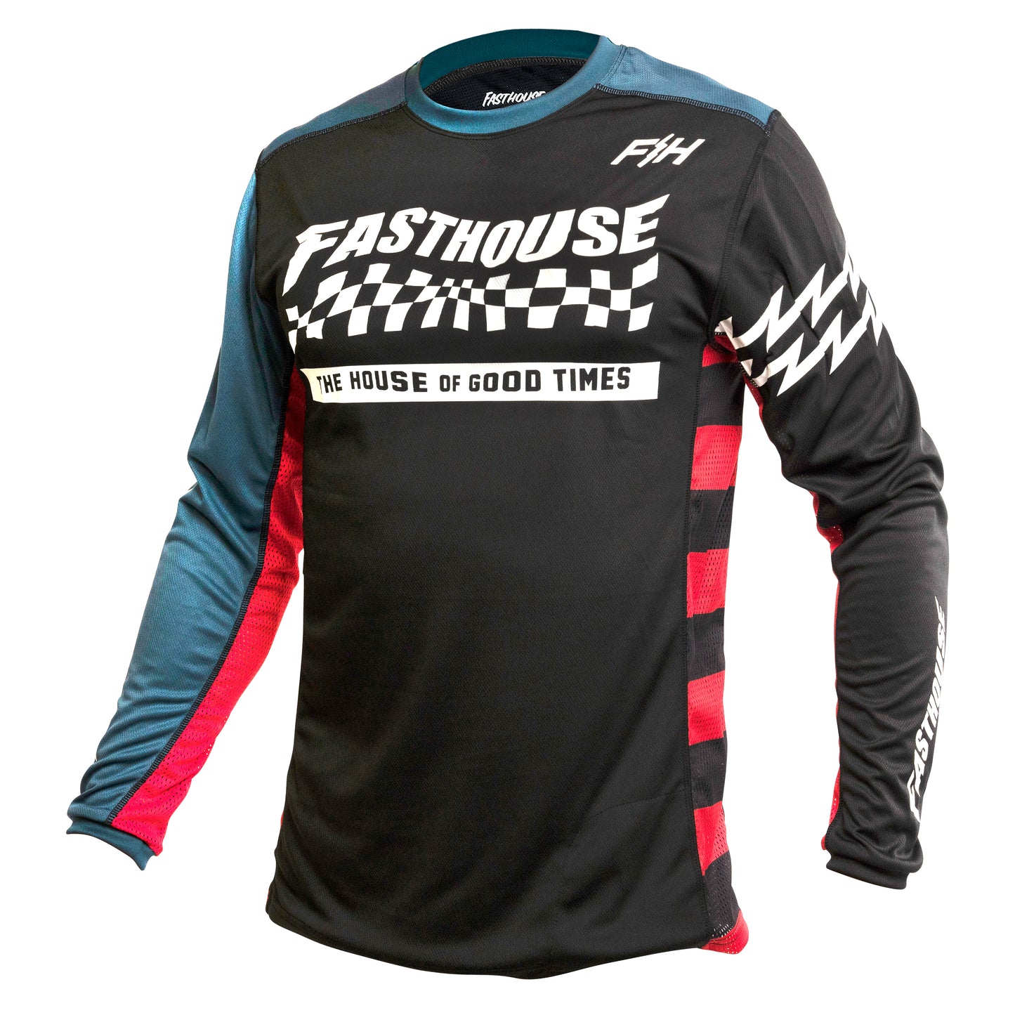 Fasthouse Classic Velocity Long Sleeve MTB Jersey - Youth - Black-Indigo - 2022 Black - Indigo Small 