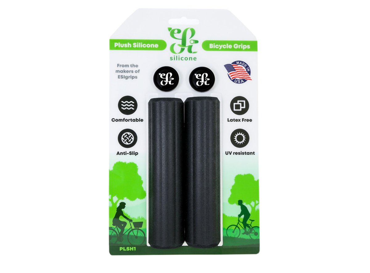 ESI Plush Silicone MTB Grips - Black Black 130mm x 35mm 