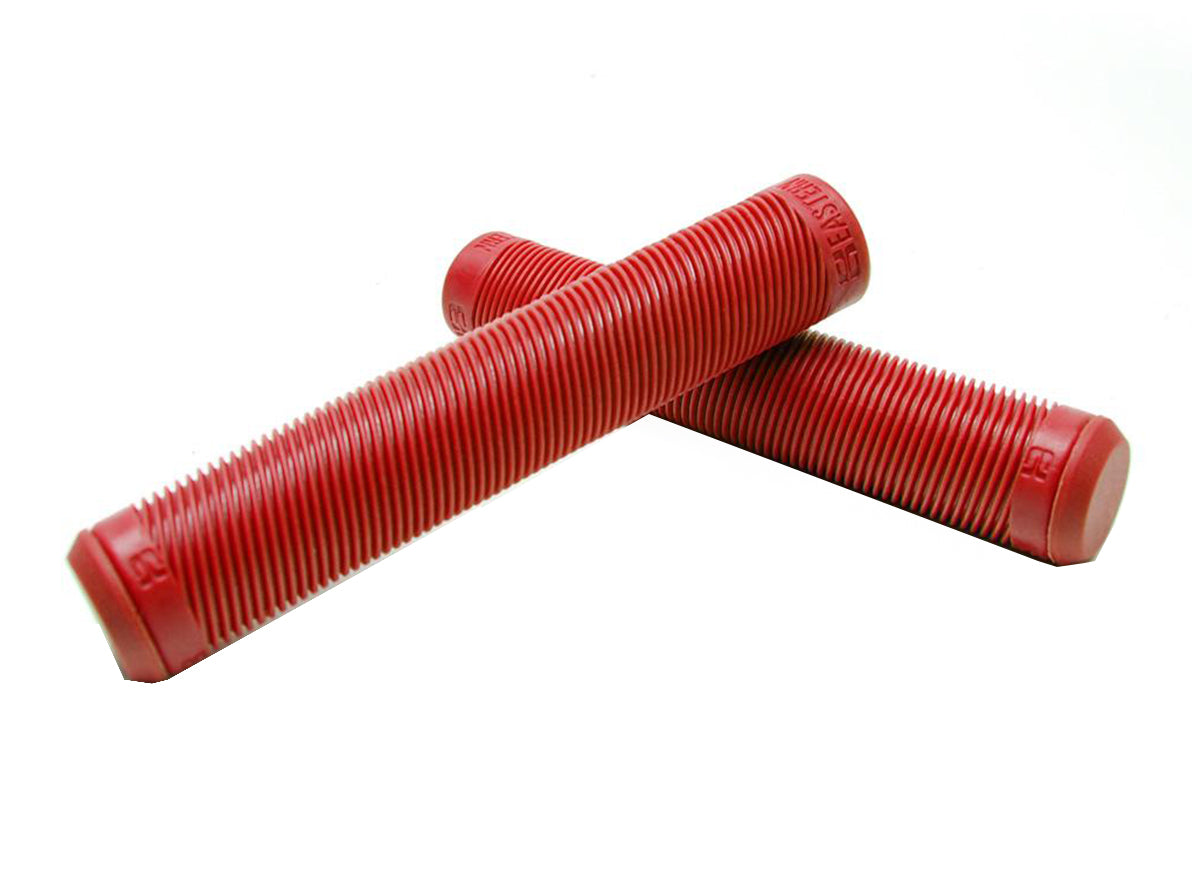 Eastern Riblet Flangeless BMX Grips - Red Red  