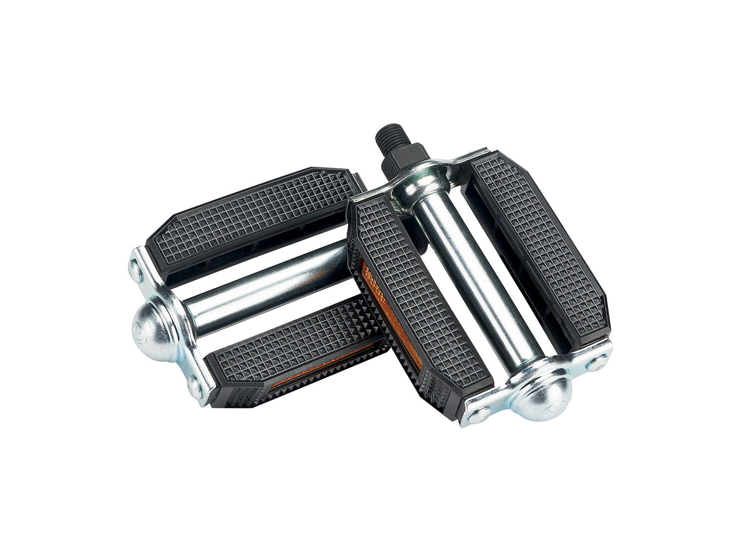 Electra Deluxe Block Pedals - Chrome-Black Chrome - Black 1/2" 