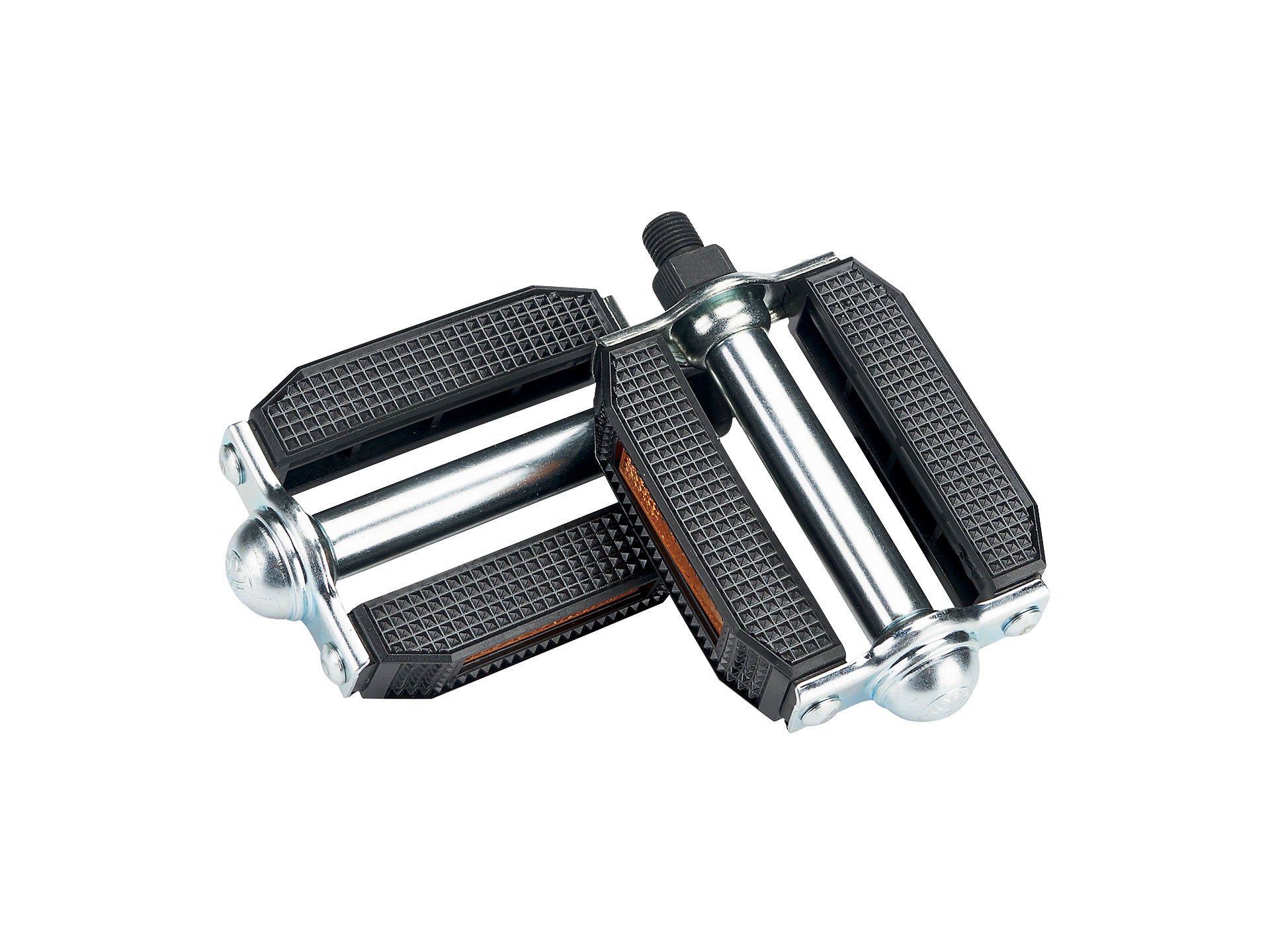 Electra Deluxe Block Pedals - Chrome-Black Chrome - Black 1/2" 