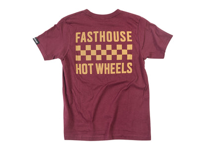 Fasthouse Stacked Hot Wheels Tee - Youth - Maroon