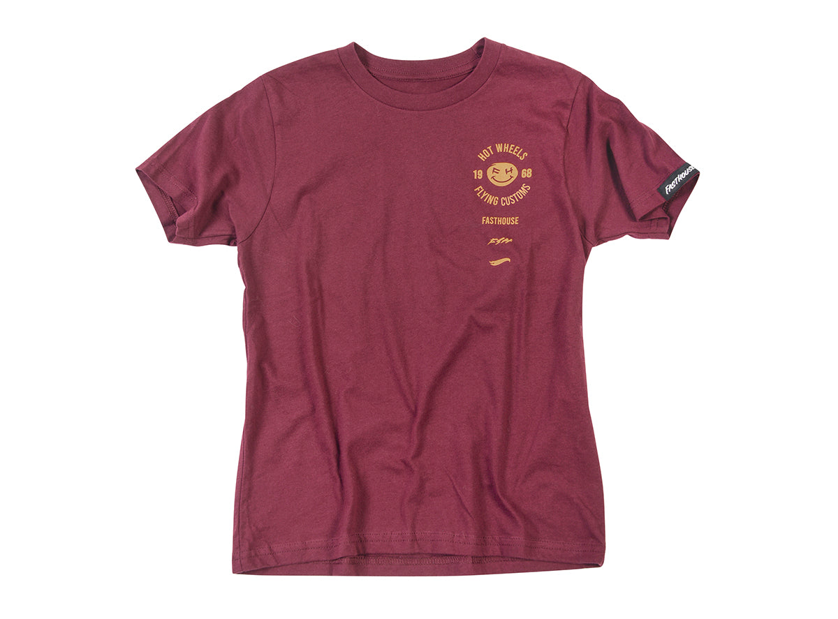 Fasthouse Stacked Hot Wheels Tee - Youth - Maroon Maroon Small 