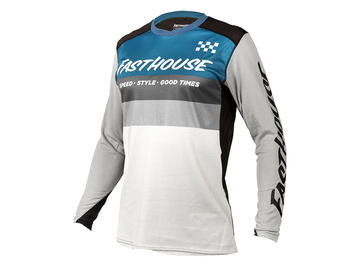 Fasthouse Alloy Kilo Long Sleeve Jersey - Youth - Slate-White Slate - White Small 