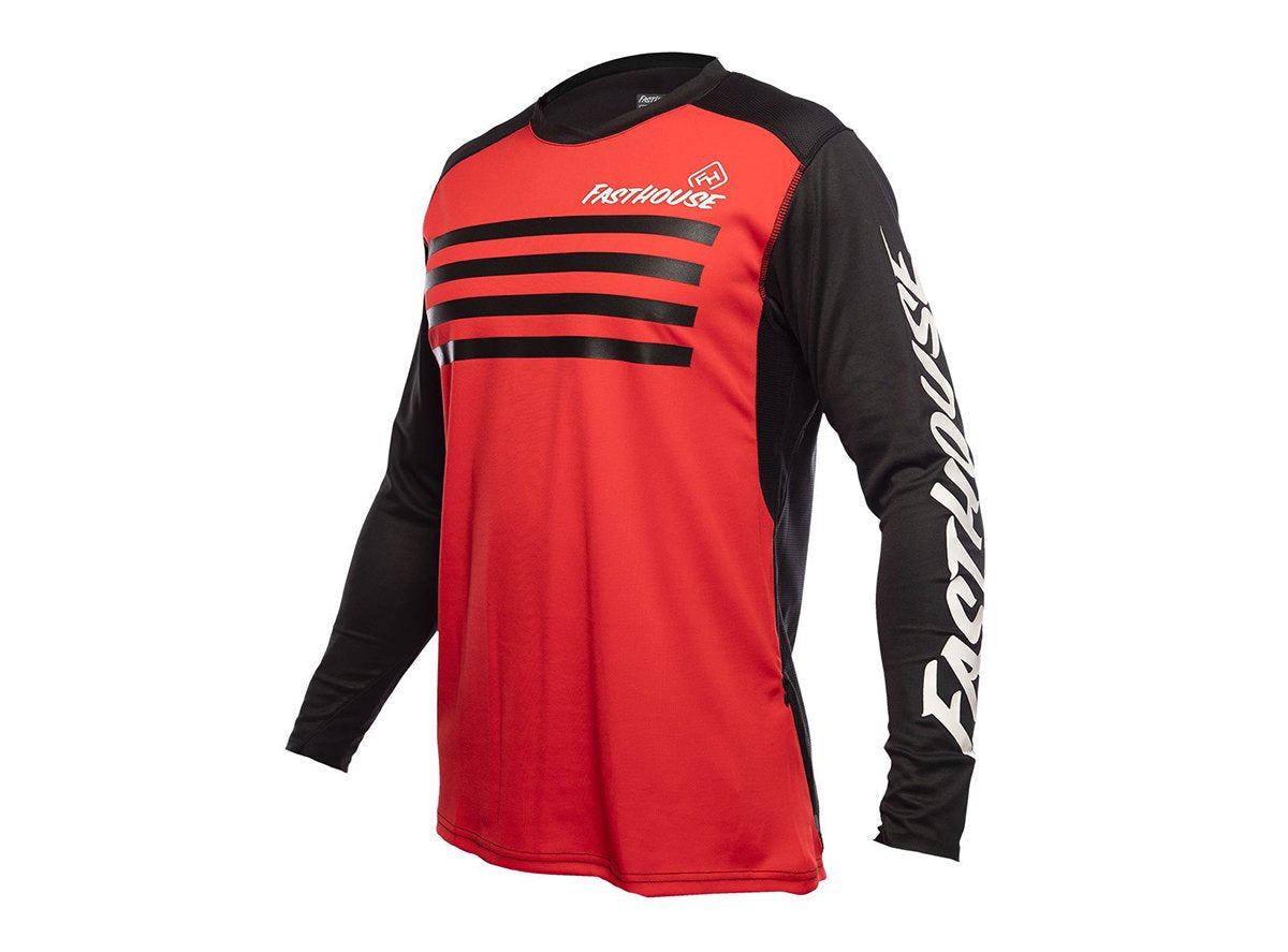 Fasthouse Alloy Stripe Long Sleeve MTB Jersey - Red Red Small 