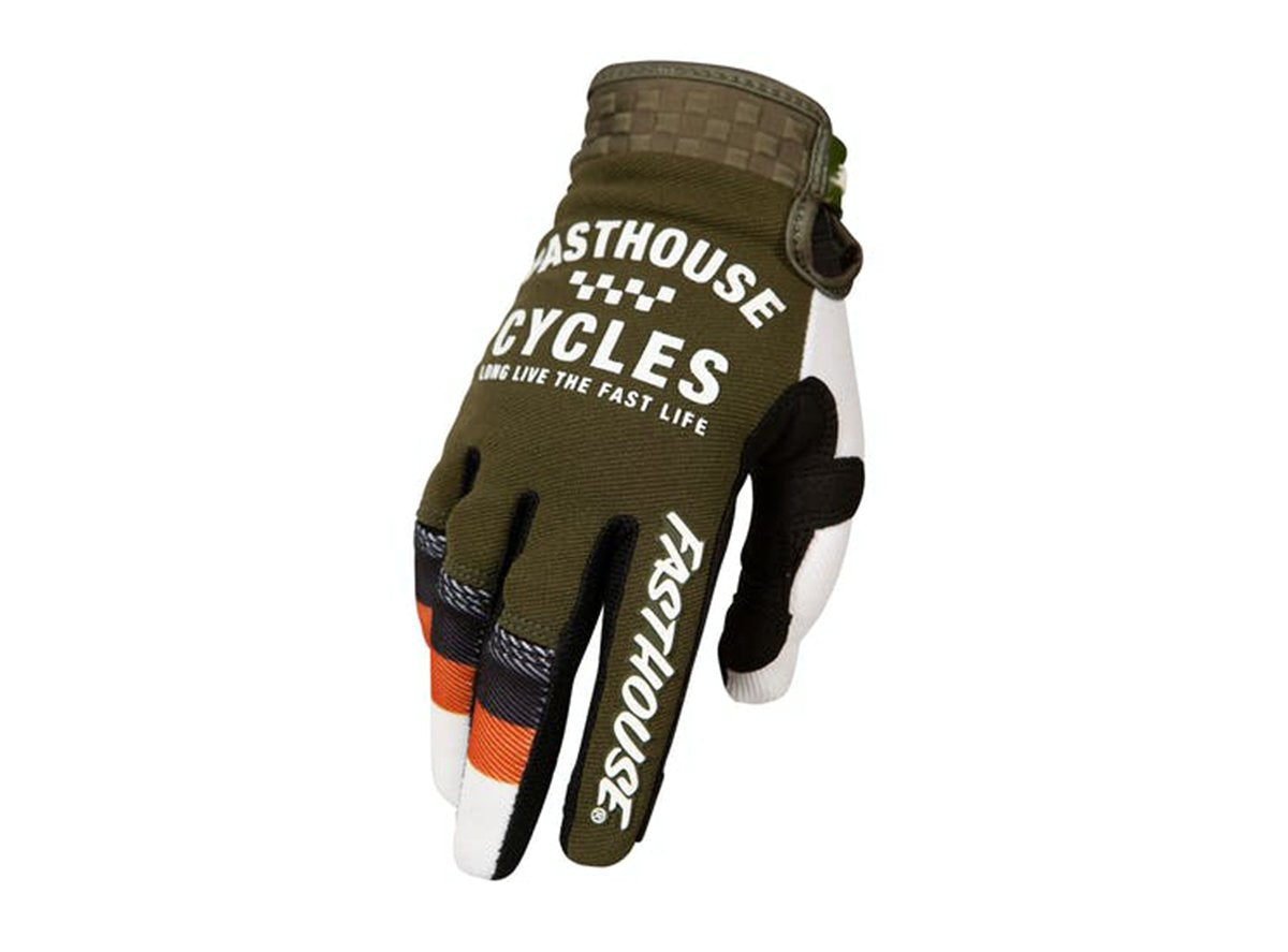 Fasthouse Pacer MTB Glove - Youth - Olive-White Olive - White Small 