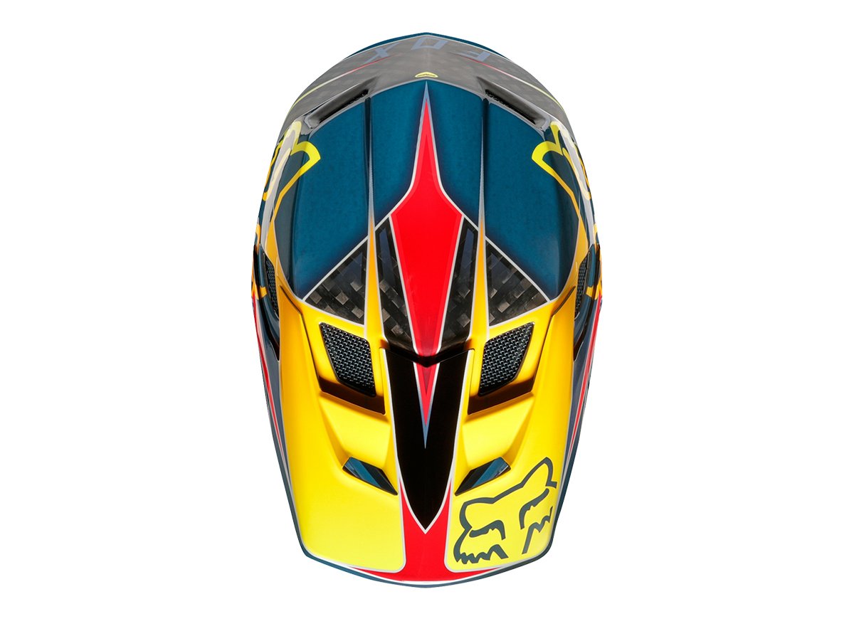 Fox Racing Rampage Pro Carbon Kustom Full Face Helmet - Red-Yellow