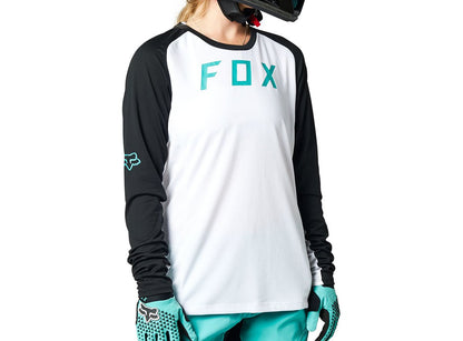 Fox Racing Defend Long Sleeve MTB Jersey - Womens - White-Black - 2021 White - Black X-Small 