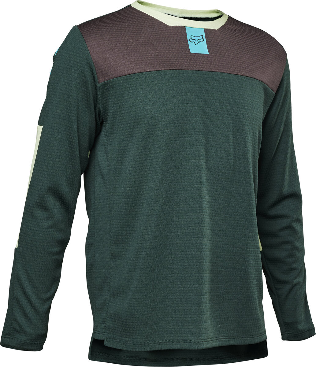 Fox Racing Defend Long Sleeve MTB Jersey - Youth - Emerald - 2022 Emerald Small 