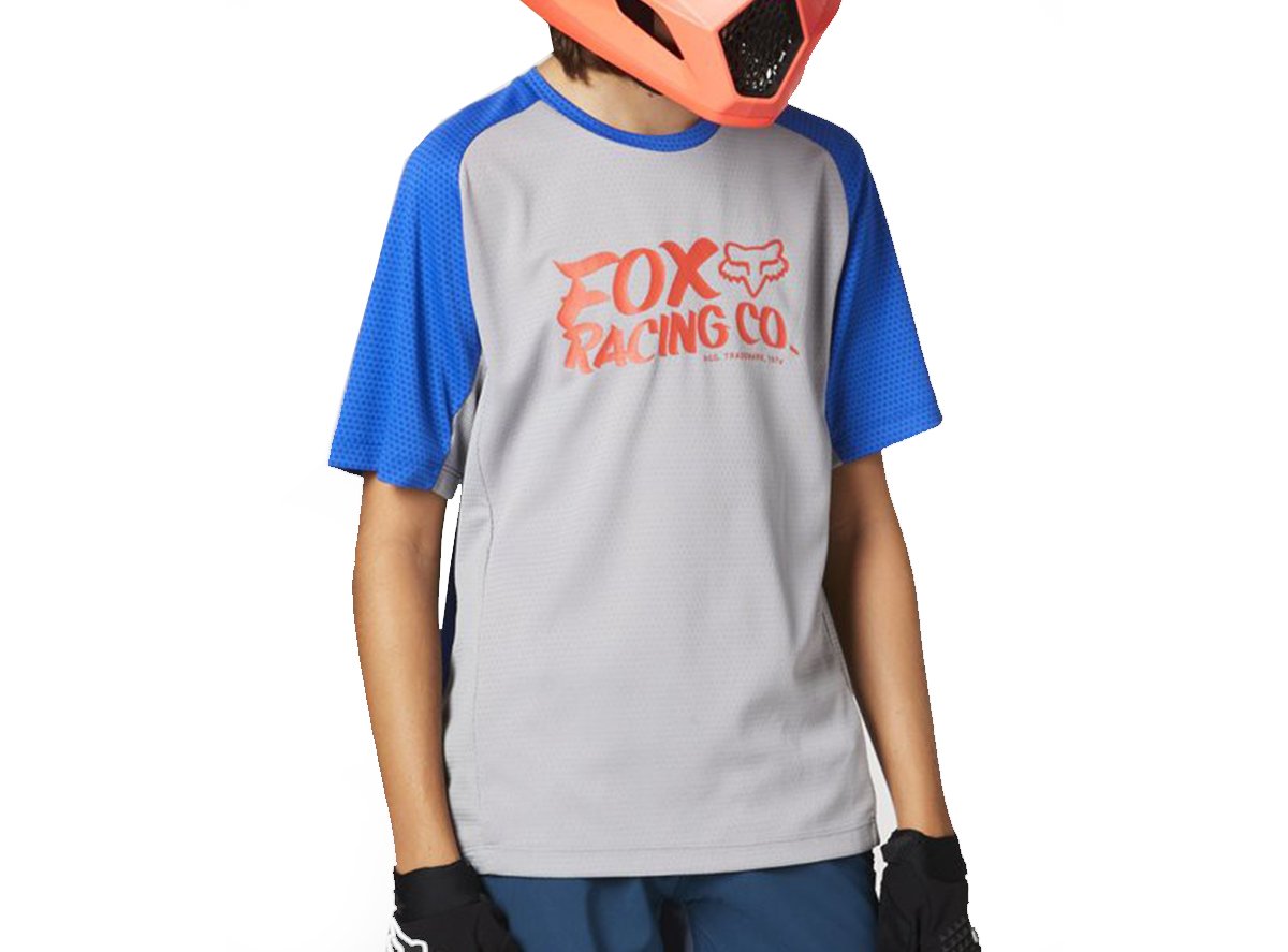 Fox Racing Defend Short Sleeve MTB Jersey - Youth - Steel Gray - 2021 Steel Gray Small 