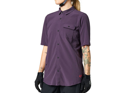 Fox Racing Flexair Woven Short Sleeve MTB Jersey - Womens - Dark Purple - 2021 Dark Purple X-Small 