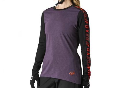 Fox Racing Ranger DR Long Sleeve MTB Jersey - Womens - Black-Purple - 2021 Black - Purple X-Small 