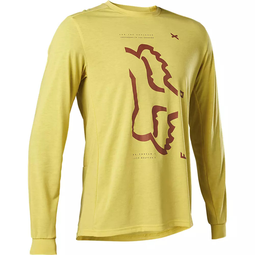 Fox Racing Ranger Dri Release Long Sleeve MTB Jersey - Pear Yellow - 2022 Pear Yellow Small 