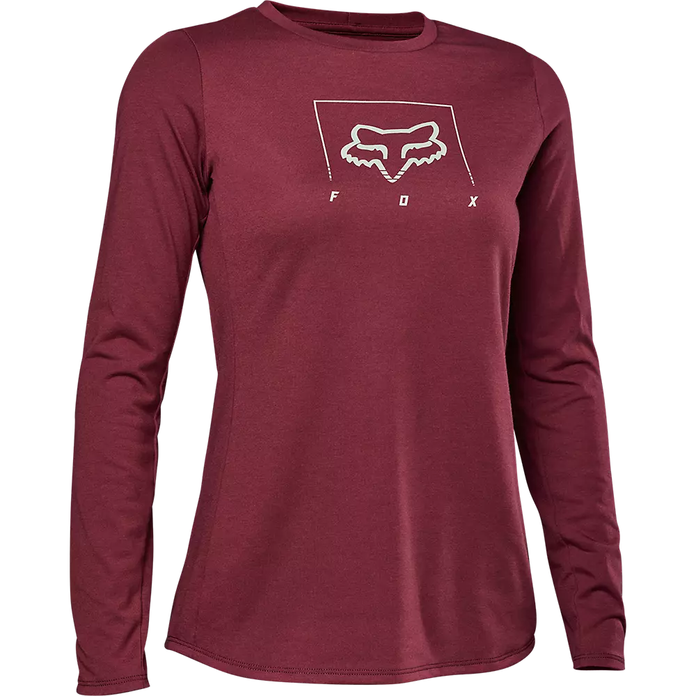 Fox Racing Ranger Dri Release Mid Long Sleeve MTB Jersey - Womens - Dark Maroon - 2022 Dark Maroon X-Small 