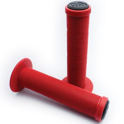 Free Agent Shroom XL BMX Grips - Bright Red Bright Red 140mm with End Plugs 