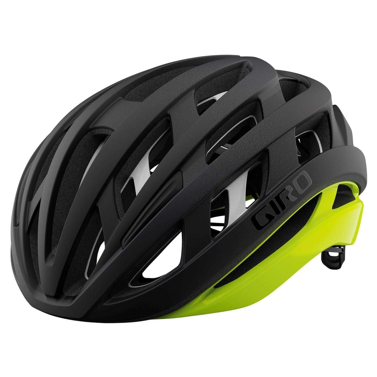 Giro Helios Spherical Road Helmet - Matt Black-Hi-Viz Yellow