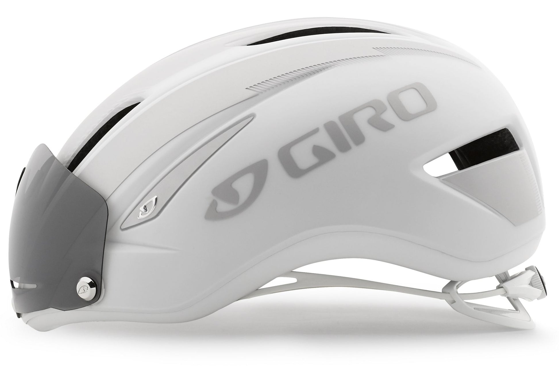 Giro Air Attack Shield Road Helmet - Matt White-Silver Matt White - Silver Large 