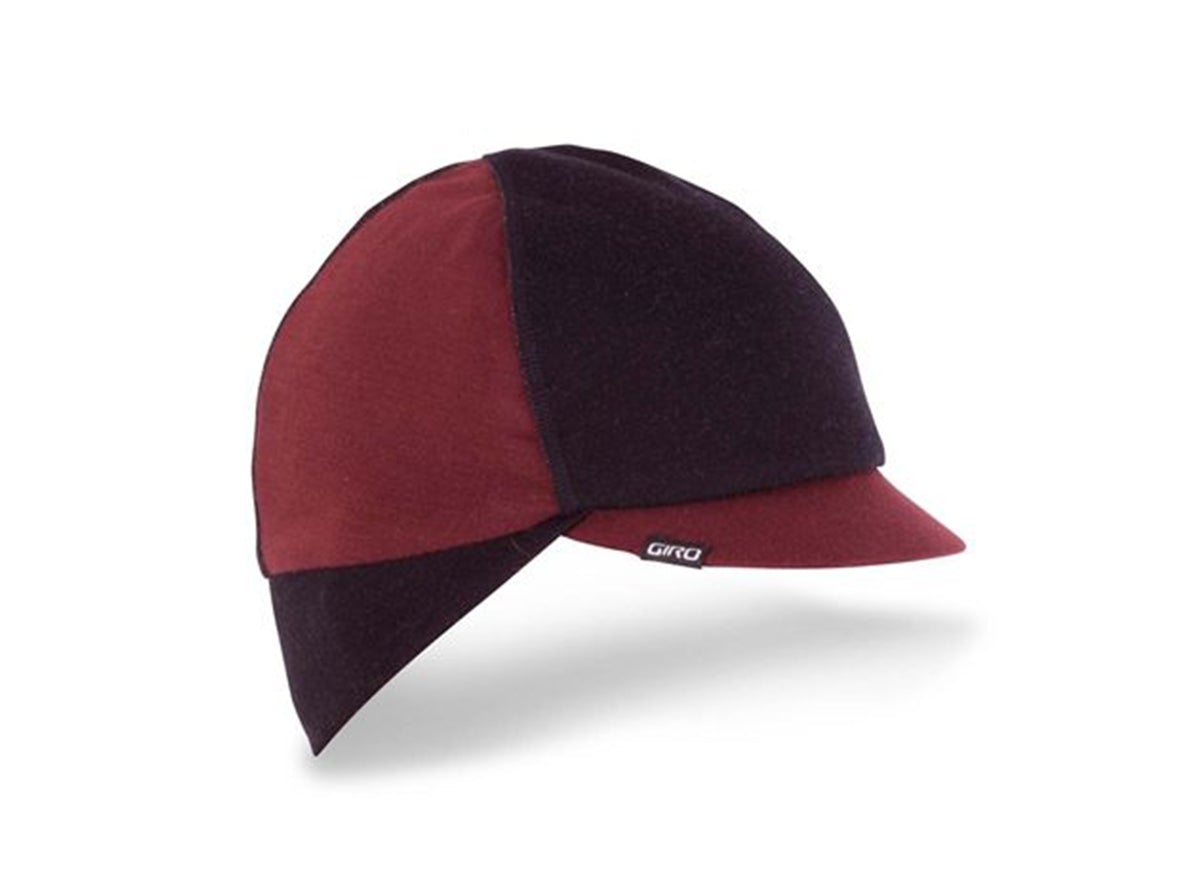 Giro Merino Wool Ear Flaps Under Helmet Cycling Cap - Heather Red-Black Heather Red - Black Large/X-Large - 57-63cms 