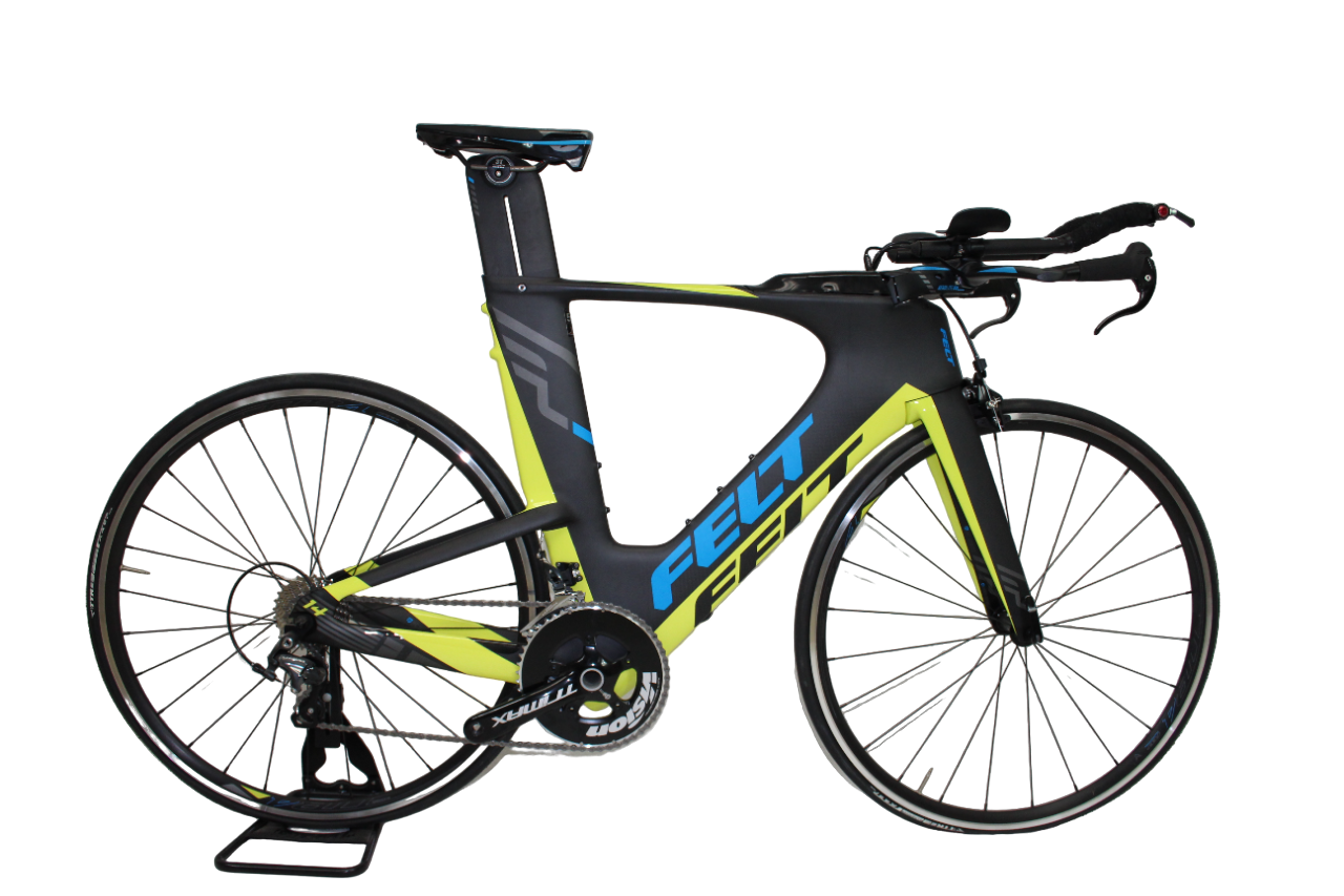 Felt IA 14 70c TT Bike - Matt Carbon-Gloss Fluoro Green-Blue - BLEM