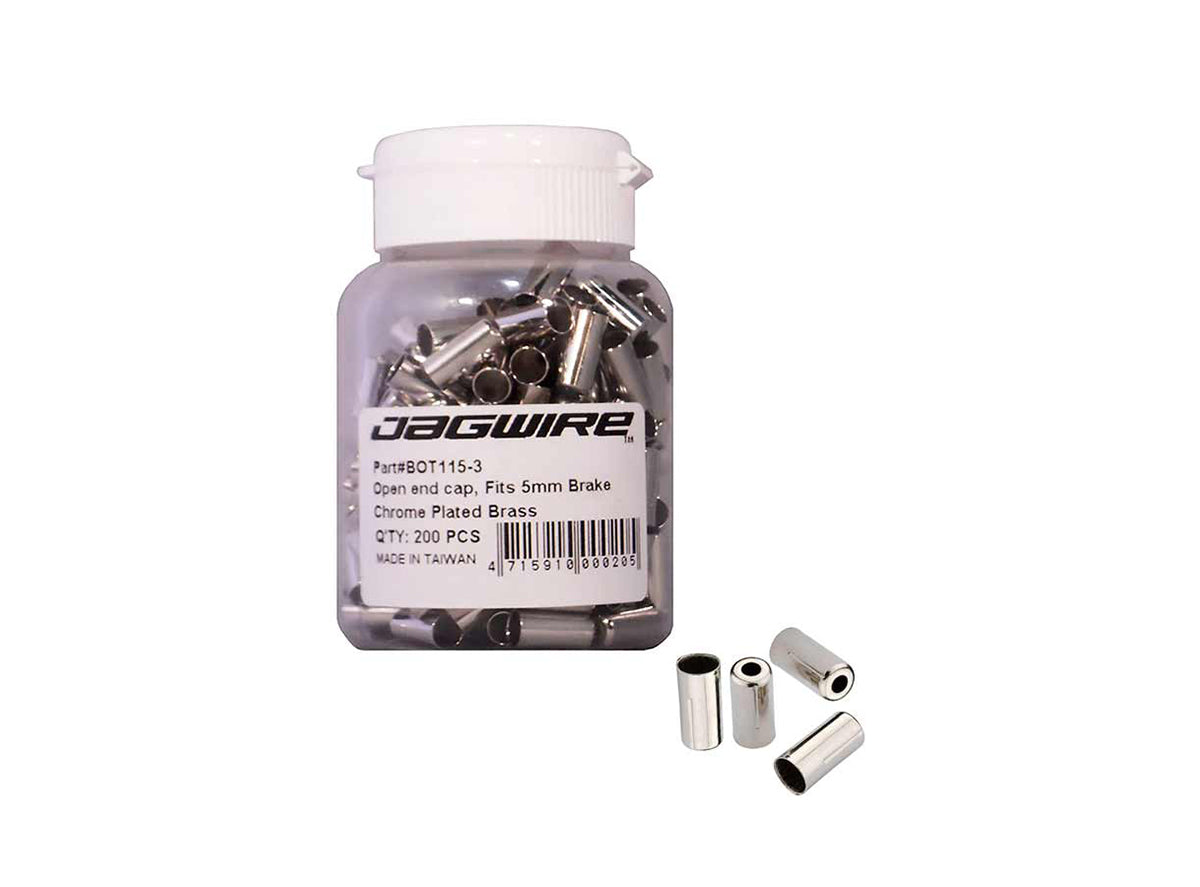 Jagwire Chrome Plated Open End Cap Silver 5mm - 200pc Bottle 