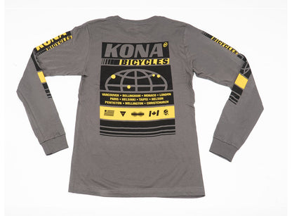 Kona Moto Kartel Long Sleeve Tee Shirt - Gray
