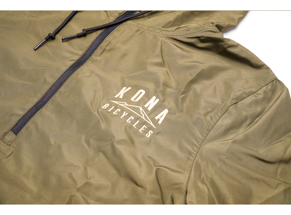 Kona North Shore Long Sleeve Windbreaker - Half Zip - Olive