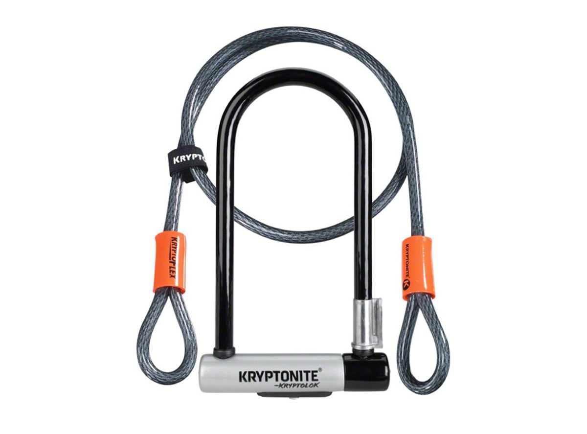 Kryptonite KryptoLok U-Lock wtih Cable - Keyed - Black-Gray Black - Gray 3.25 x 7" Lock - 4 ft Cable 