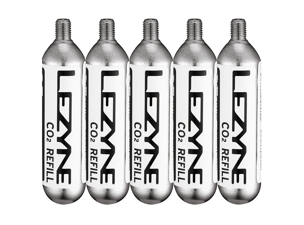 Lezyne 5-Pack 25 Gram CO2 Cartridges Silver Threaded 