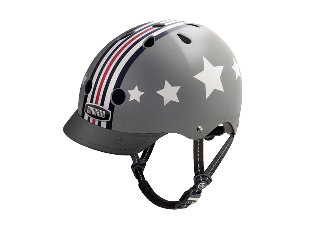 Nutcase Fly Boy Street Urban Helmet - Gray-Stripes Gray - Stripes Small 