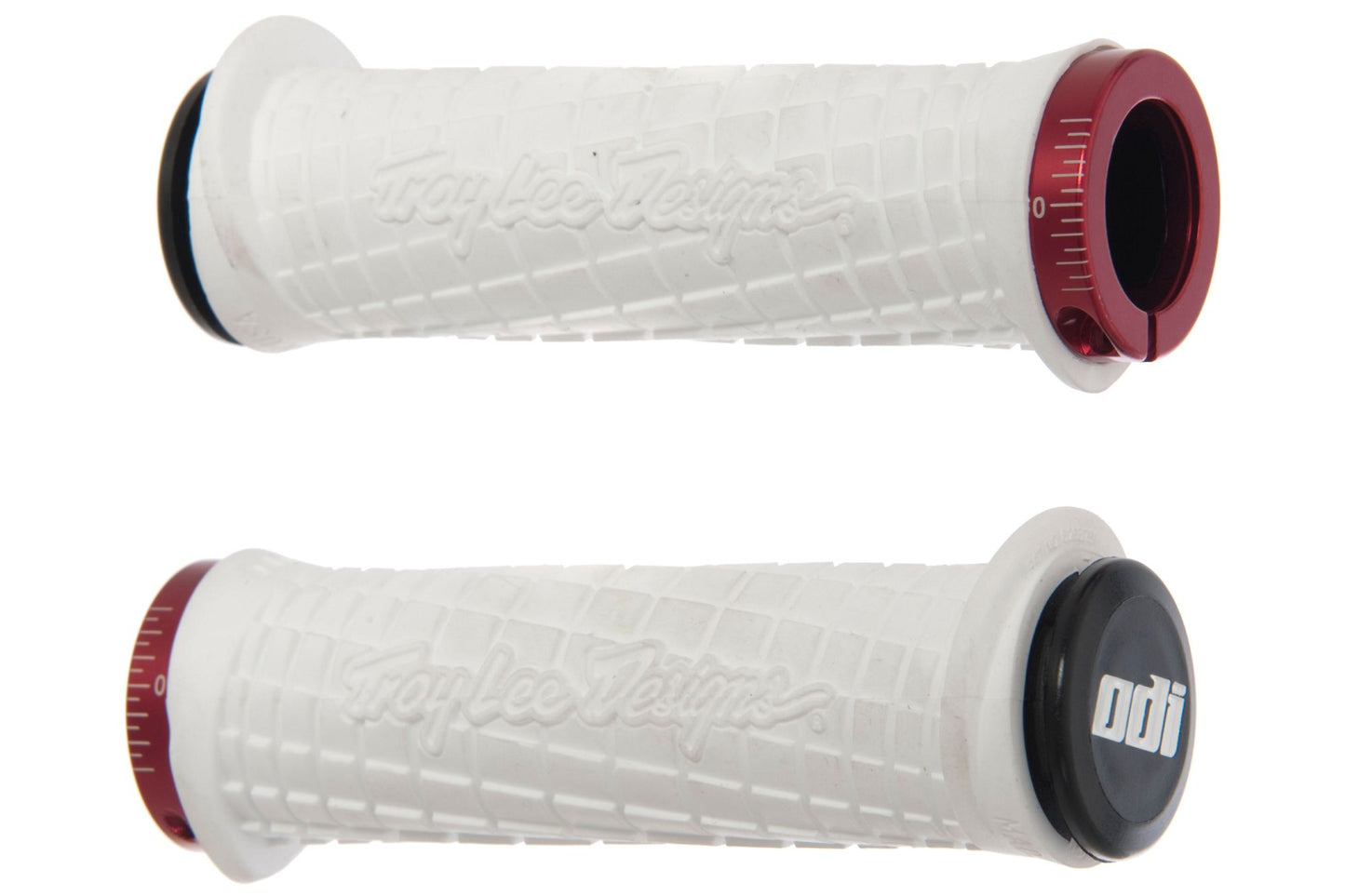 ODI Troy Lee Lock-On Bonus Pack Grips - White White Red Clamp 